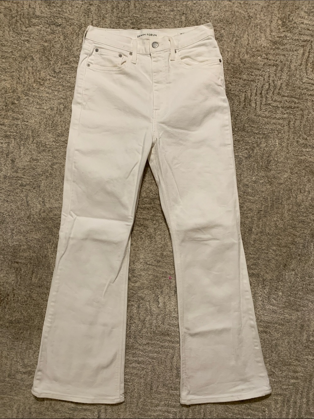 Denim Forum White High-Rise Flare Jeans